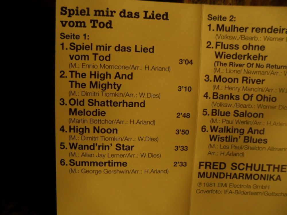 SPIEL MIR DAS LIED VOM TOD, Fred Schultheiss, Mundharmonika Kaufen auf Ricardo