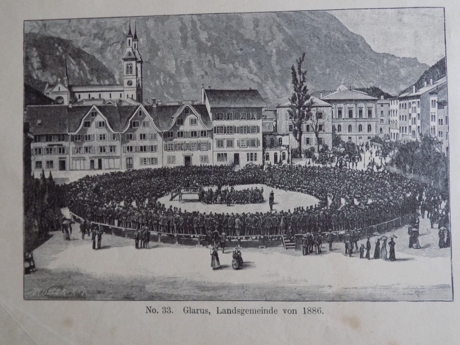 Incisioni: Glarus Landsgemeinde von 1886 – Usato da Risch venduto da Antikfee 1