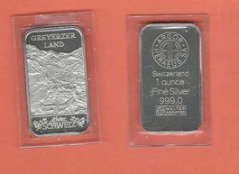 1 Unze Serie"schöne Schweiz" Greyerzerland F-CH/OVP/ARGOR SA