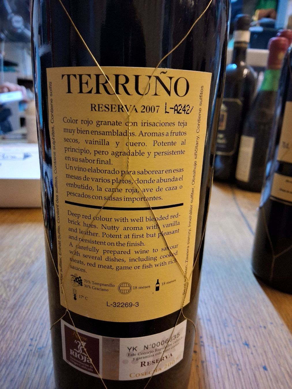 Rioja Wein: 3 Flaschen Rioja Terruno 2007 Nummeriert – Neu und originalverpackt aus Rorschach von TimelessTrading 2