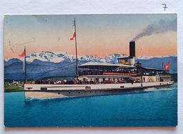 Ansichtskarte Zürichsee Salondampfer Helvetia 1922