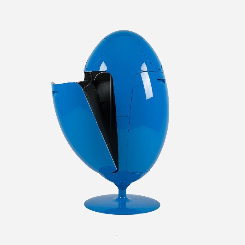 Cestini per rifiuti: Mülleimer Ovetto Soldi Design blau Space Age – Nuovo e nell'imballaggio originale da Zürich venduto da re.naissance 1