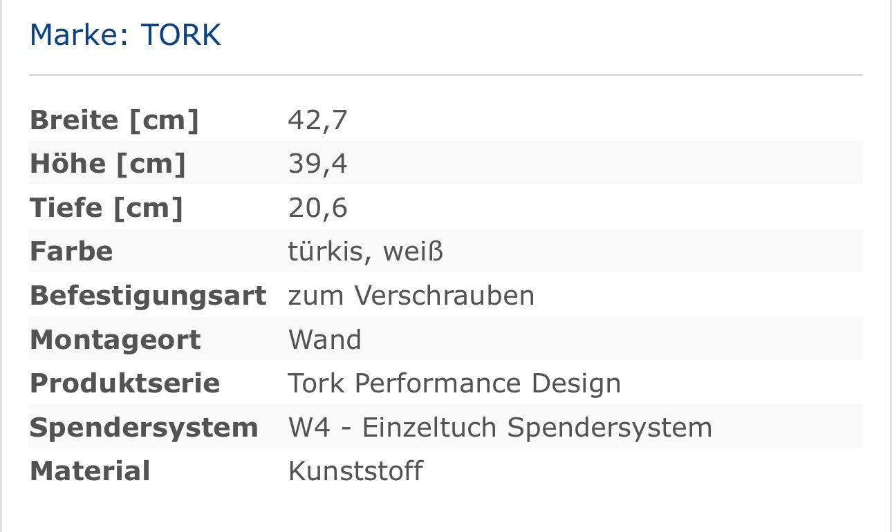 Portasciugamani: neuer Tork 654000 Einzeltuchspender Spendersystem – Nuovo e nell'imballaggio originale da Necker venduto da liq24 2