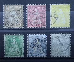 Sitzende Helvetia . ZNr. 37-42 schön gestempelt.