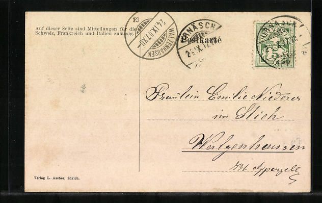 Cartoline postali: AK Urnäsch, Gesamtansicht mit Schulhaus – Usato da Berlin venduto da bartko-reher 1