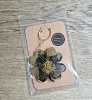 Schlüsselanhänger Kleeblatt schwarz/gold Handgemacht Neu