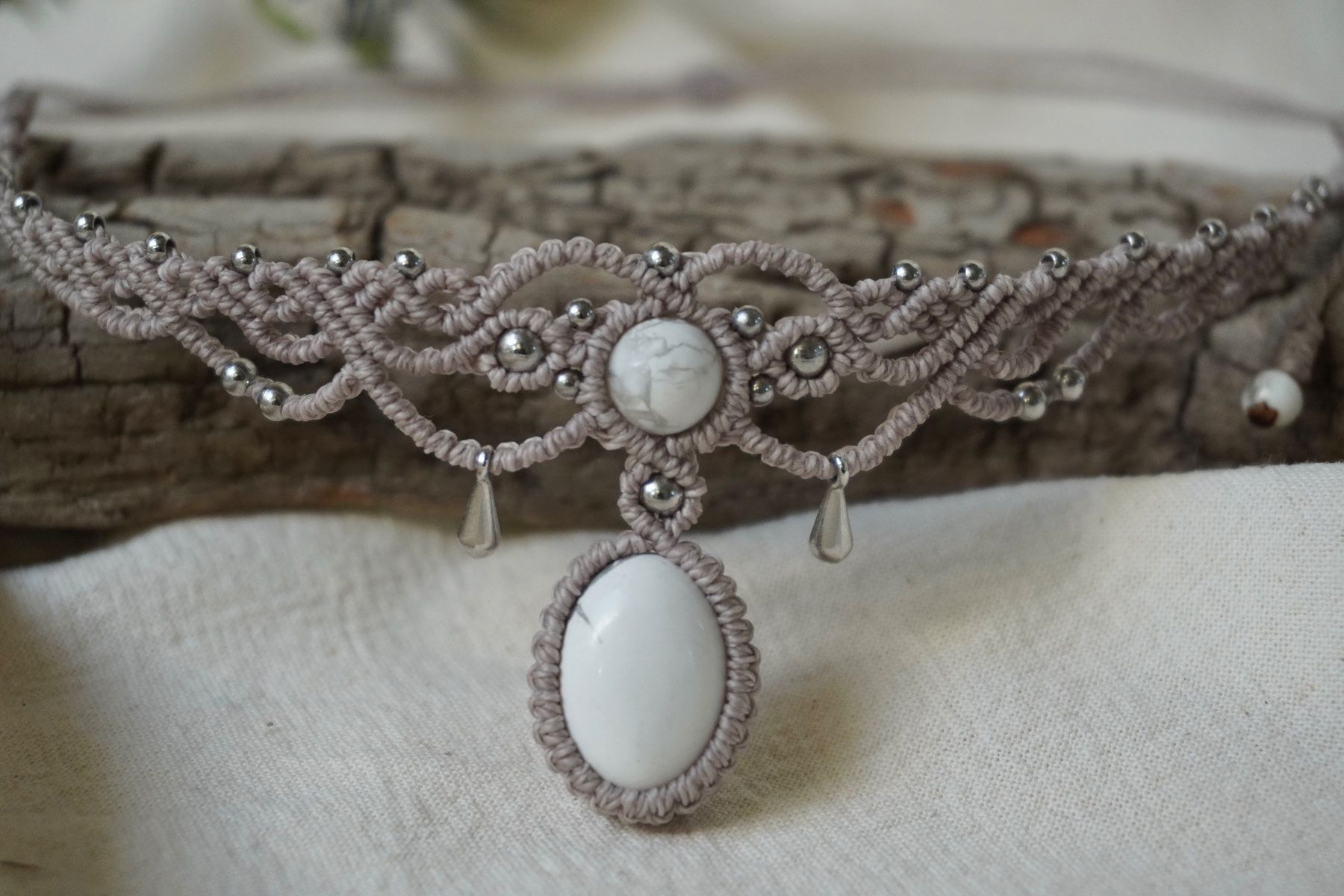 Catenine: mirava - Makramee Choker-Halskette - Personalisierbar – Nuovo (secondo la descrizione) da Heerbrugg venduto da R.St27 2