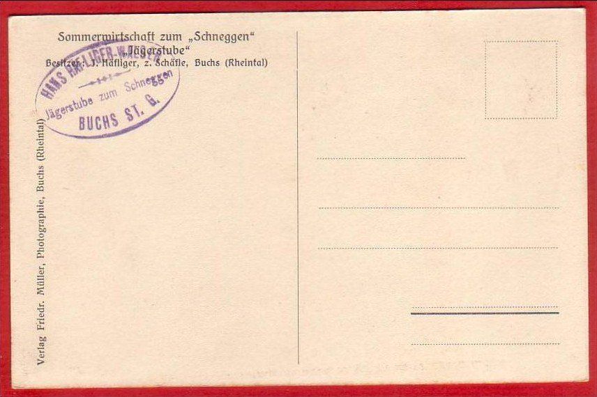 Ansichtskarten: ZUM SCHNEGGEN BEI BUCHS, JÄGERSTUBE – Gebraucht aus Grüningen von Kartenlaube 1