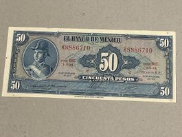 Neuere Banknote Mexiko 50 Pesos 1969 guter Zustand