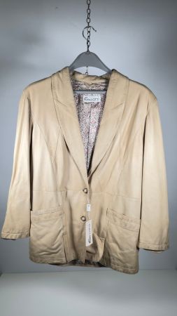 Vintage Gallotti Damen Lederblazer Beige Gr. 44 (IT)