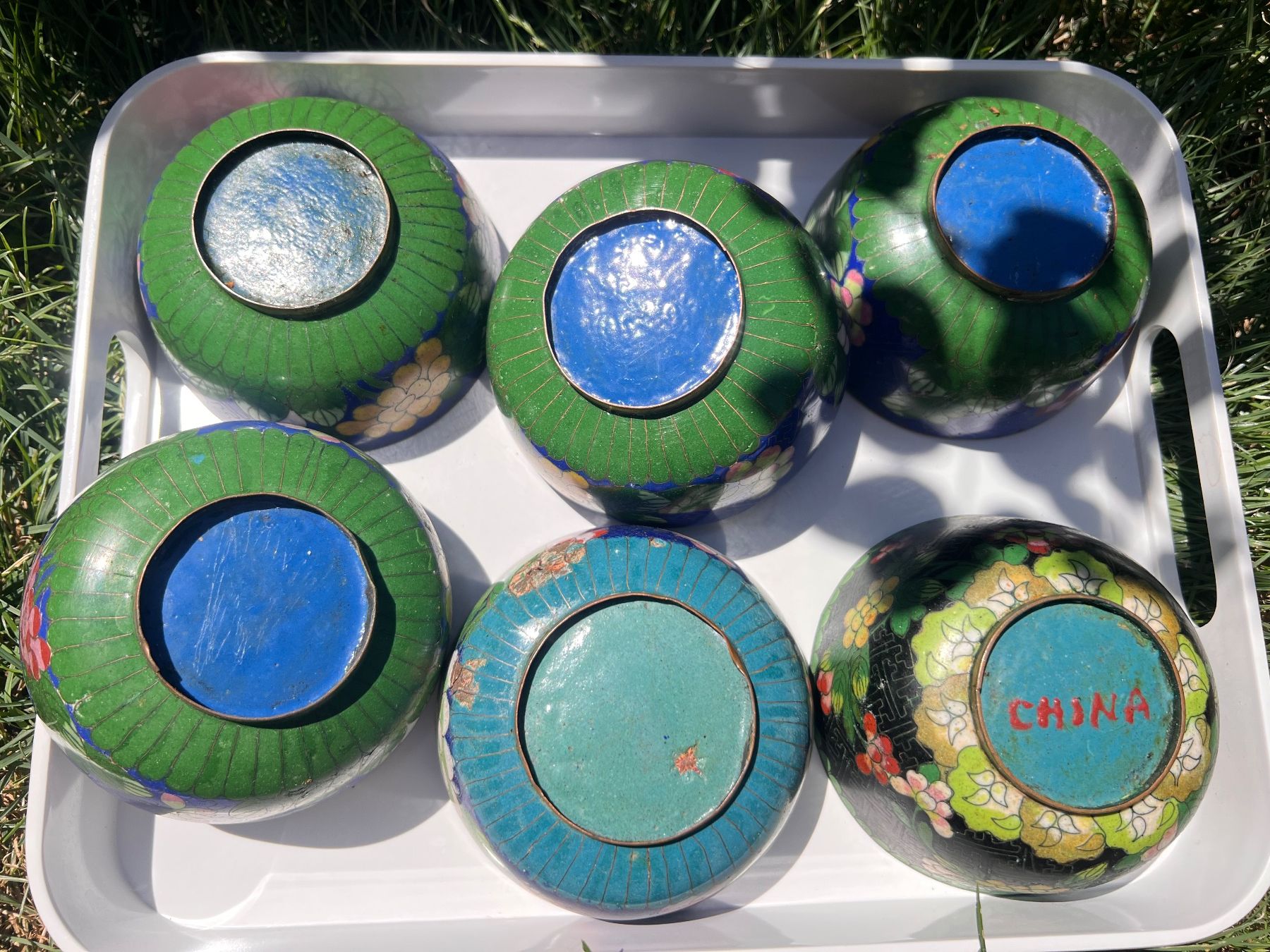 Ciotole: Antique brass enamel Chinese export bowls – Usato da Lausanne venduto da NYC67 6