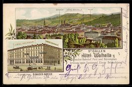 Lithographie St. Gallen, Hotel Walhalla, Inh. R. Mader-Notte