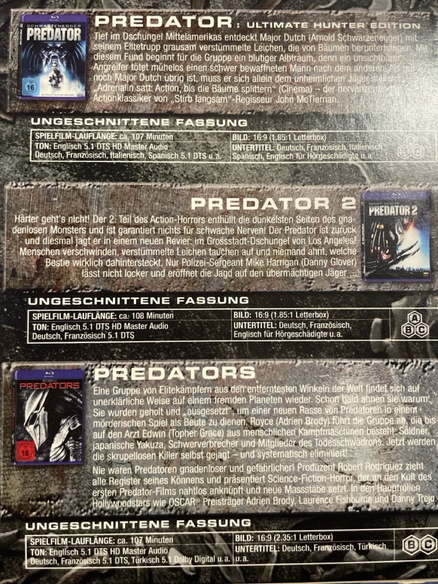 Tutti i DVDs: Predator Collection  /  3 Film Collection – Usato da Waldenburg venduto da Gonzo8 1