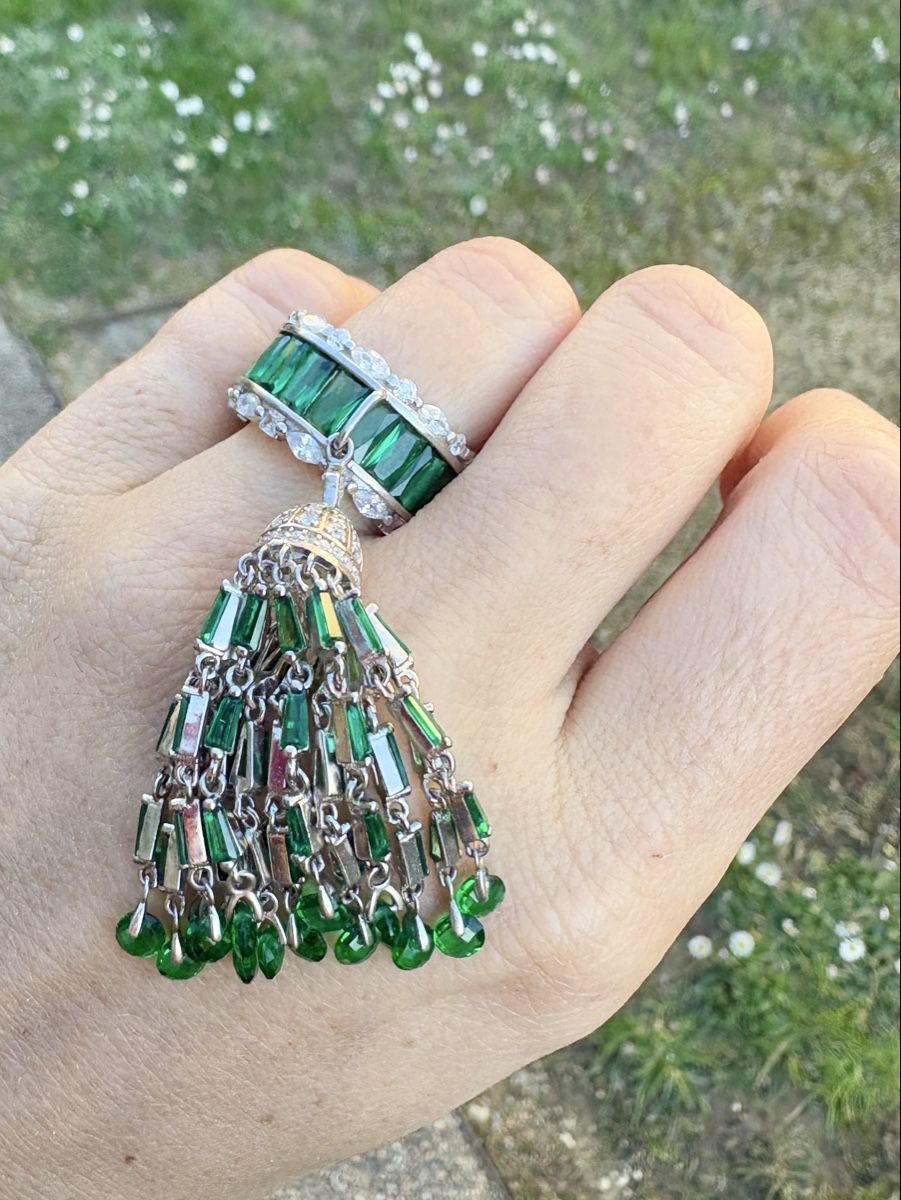 Ringe: Tassel 925 Silver Ring With  Green Zircon – Neu (gemäss Beschreibung) aus Nyon von My_wardrobe 1