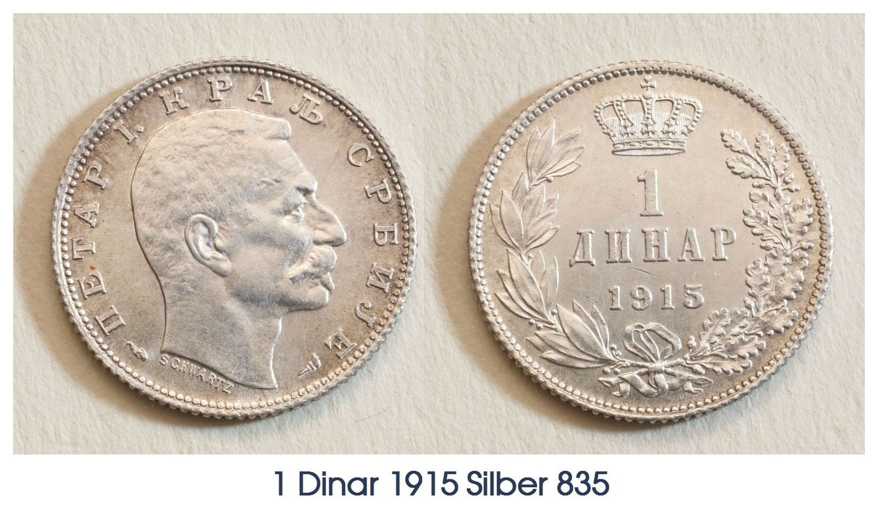 Alle Münzen: Serbien, 1 Dinar 1915, TOP Lot 8 – Gebraucht aus Flamatt von samowarow 1