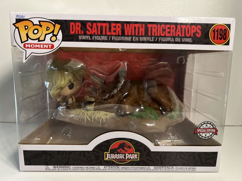Funko Pop! Jurassic Park – Dr. Sattler Avec Triceratops, Figurine Vinyl 1198, Collection Standard