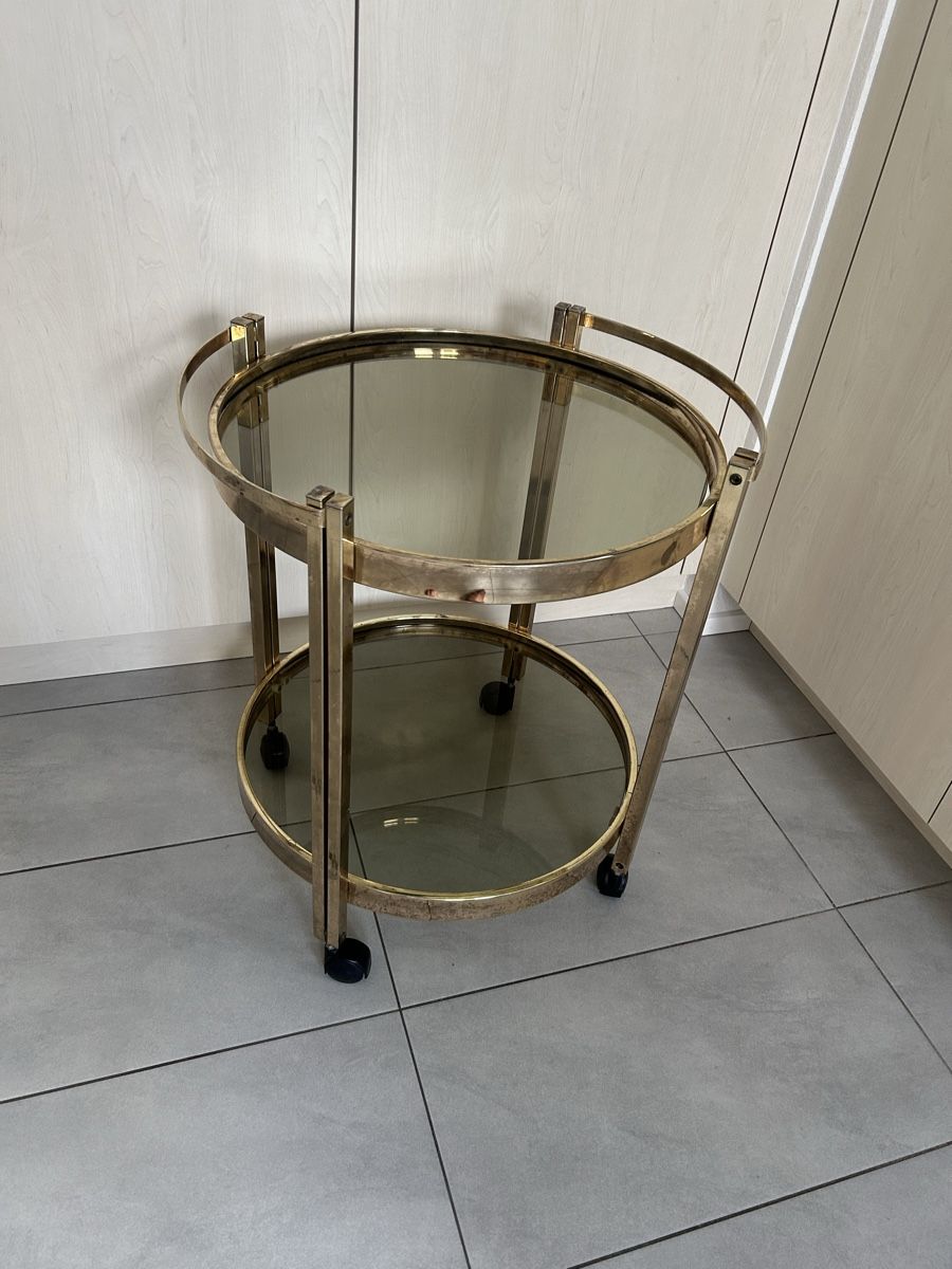Servierwagen: Servierwagen Metall Glas geraucht ca. 50 cm Durchmesser – Gebraucht aus Lanzenhäusern von vic63