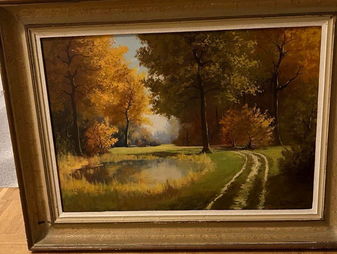 Dipinti: Gemälde - E. ROSSET - Herbstlandschaft mit Bach – Usato da Basel venduto da M.M_