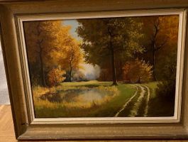 Gemälde - E. ROSSET - Herbstlandschaft mit Bach