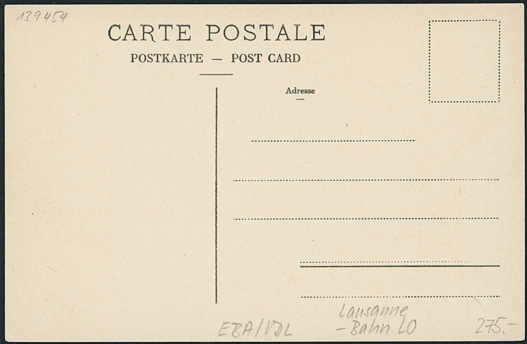Cartoline postali: VDL Lausanne - Bahnhof - Bahn LO – Nuovo (secondo la descrizione) da Schindellegi venduto da leecollect 1