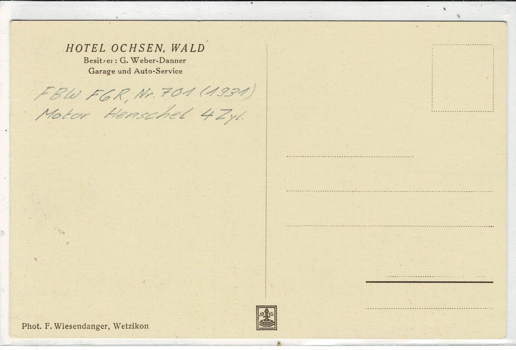 Cartes postales: Hotel Ochsen WALD ZH mit eigenem Postauto! 1931! – Neuf (Voir description) à Hergiswil NW par Kartenfrau 1
