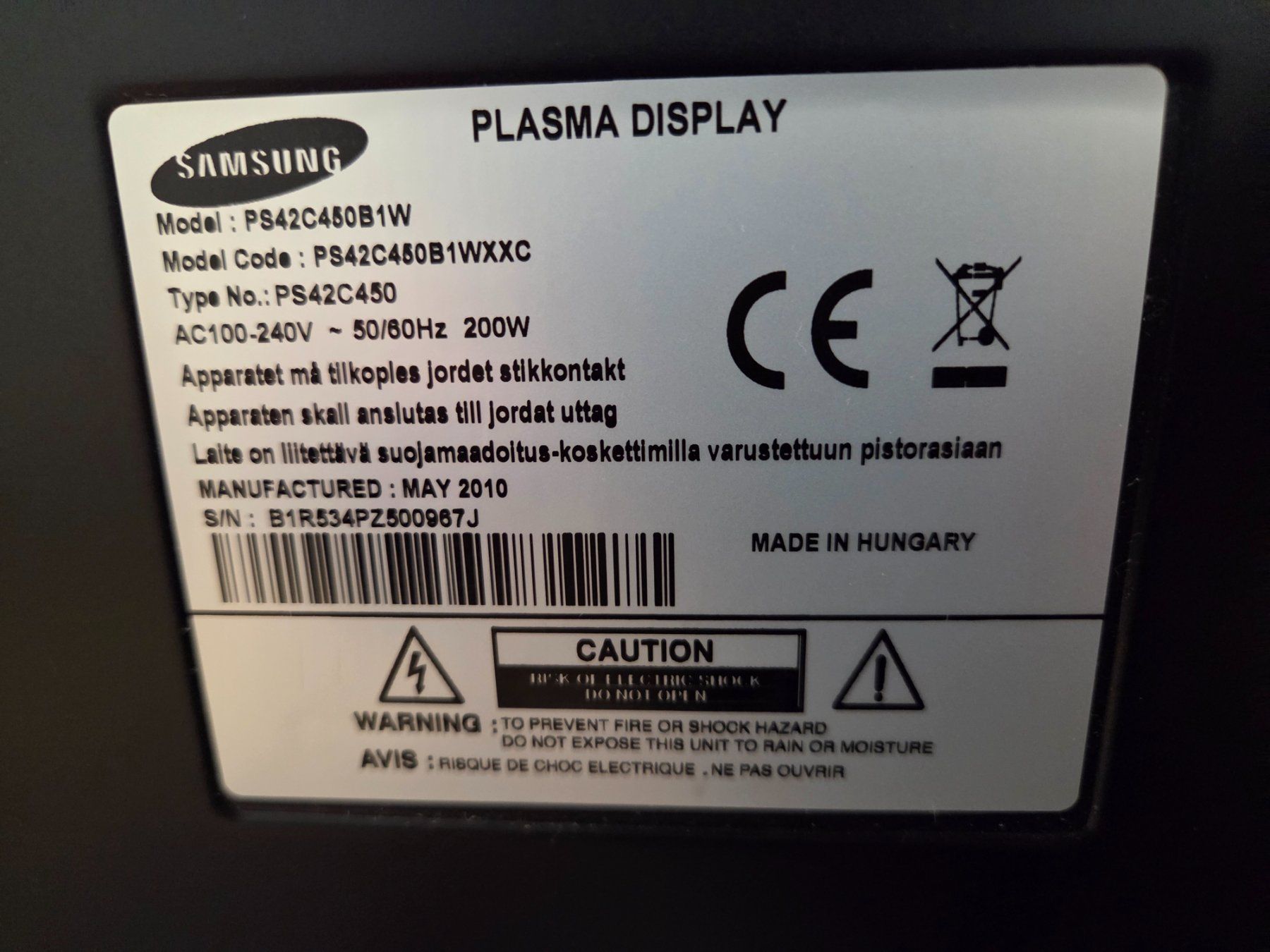 Samsung Televisori: Samsung PS42C450B1WXXC – Usato da Riehen venduto da san_2v79 4