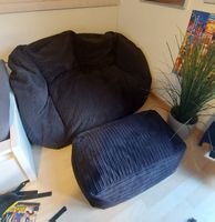 Sitzsack Sofa in schwarz + Hocker von Big Bertha