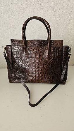 Echtleder Damen-Shopper in Kroko-Prägung
