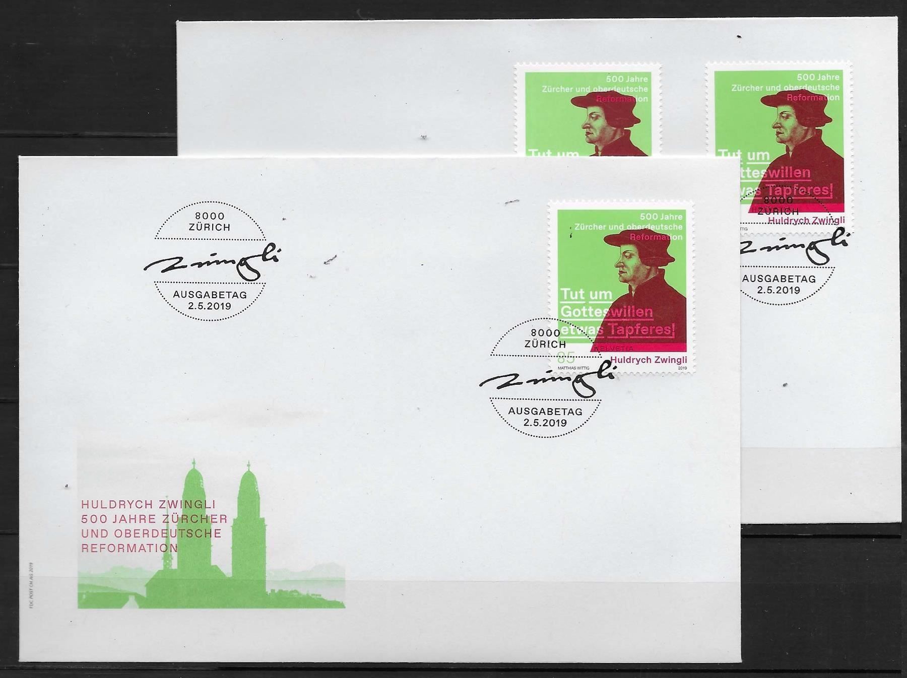 Tous les timbres: F1733 - 2 FDC Ulrich Zwingli – D'occasion à Trélex par Phil_Albert