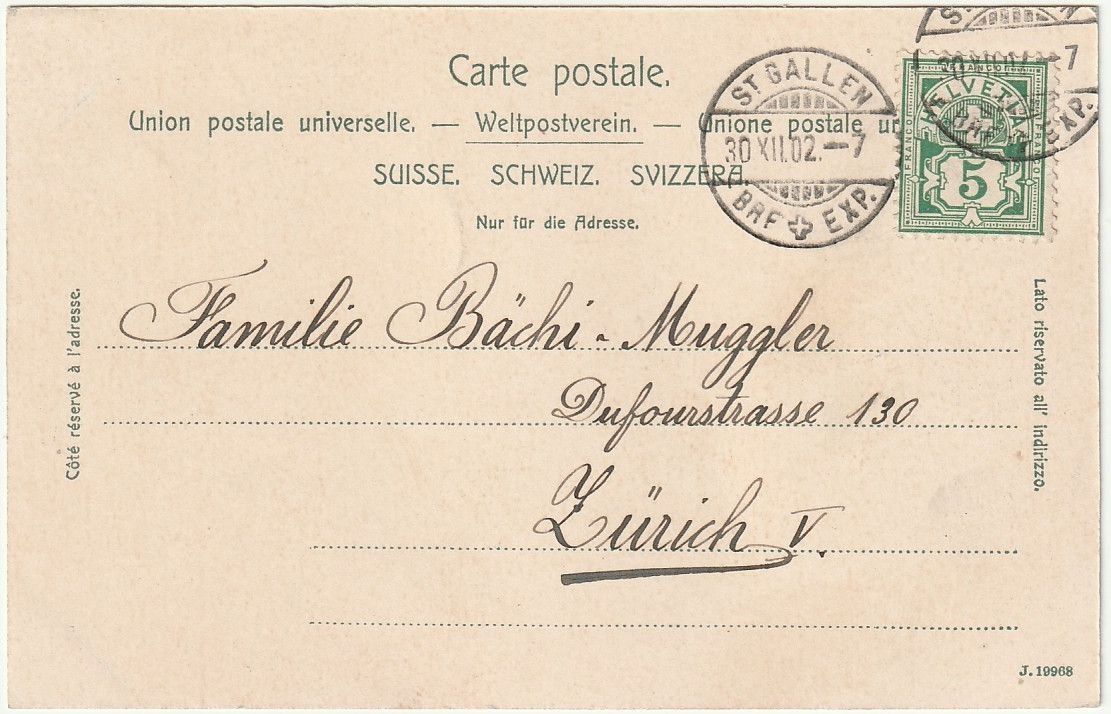 Cartoline postali: AK St. Gallen Rosenbergstrasse animiert, 1902 – Usato da Fislisbach venduto da Zigzag12 1
