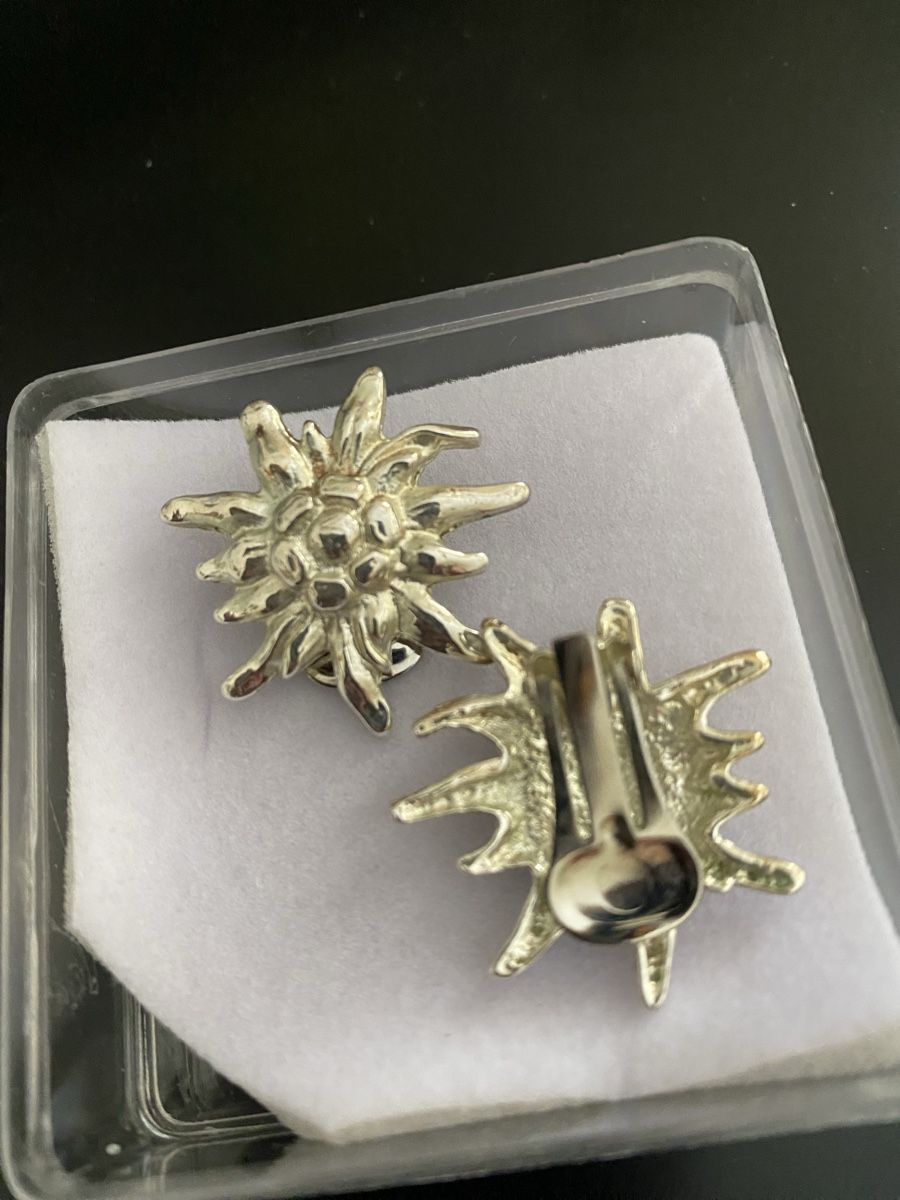 Edelweiss Orecchini pendenti & Orecchini a lobo: Silber Clips Ohr Edelweiss ca 2 cm – Usato da Schönenberg ZH venduto da Pfupfli1 1