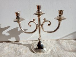Silberfarbener 3 Flammiger Kerzenständer Vintage Shabby Chic