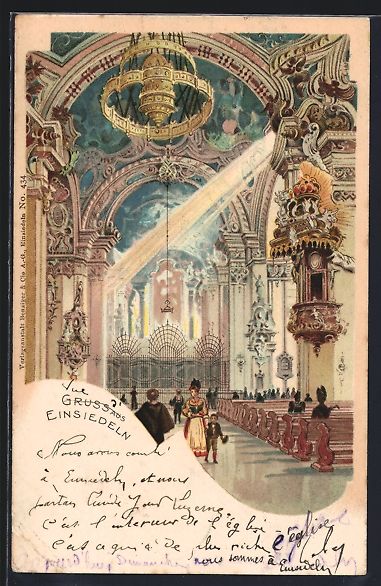 Cartoline postali: Litho Einsiedeln, Innenansicht der Kirch – Usato da Berlin venduto da bartko-reher