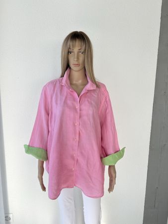 Ralph Lauren Pink Linen Shirt Oversized Summer 2X EU52 💖☀️