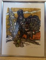 Auerhahn-Lithographie von Alois Carigiet, gerahmt