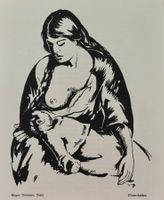 Eugen Ammann, Basel, Holzschnitt, Mütterlichkeit, 1916
