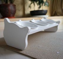 CatS Design Holz/Keramiknäpfe Katzennapf "Näpfe Neigy" 3er