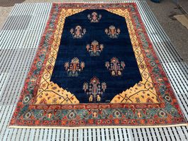 Qasquli signiert 244x167cm Teppich handgeknüpft sauber
