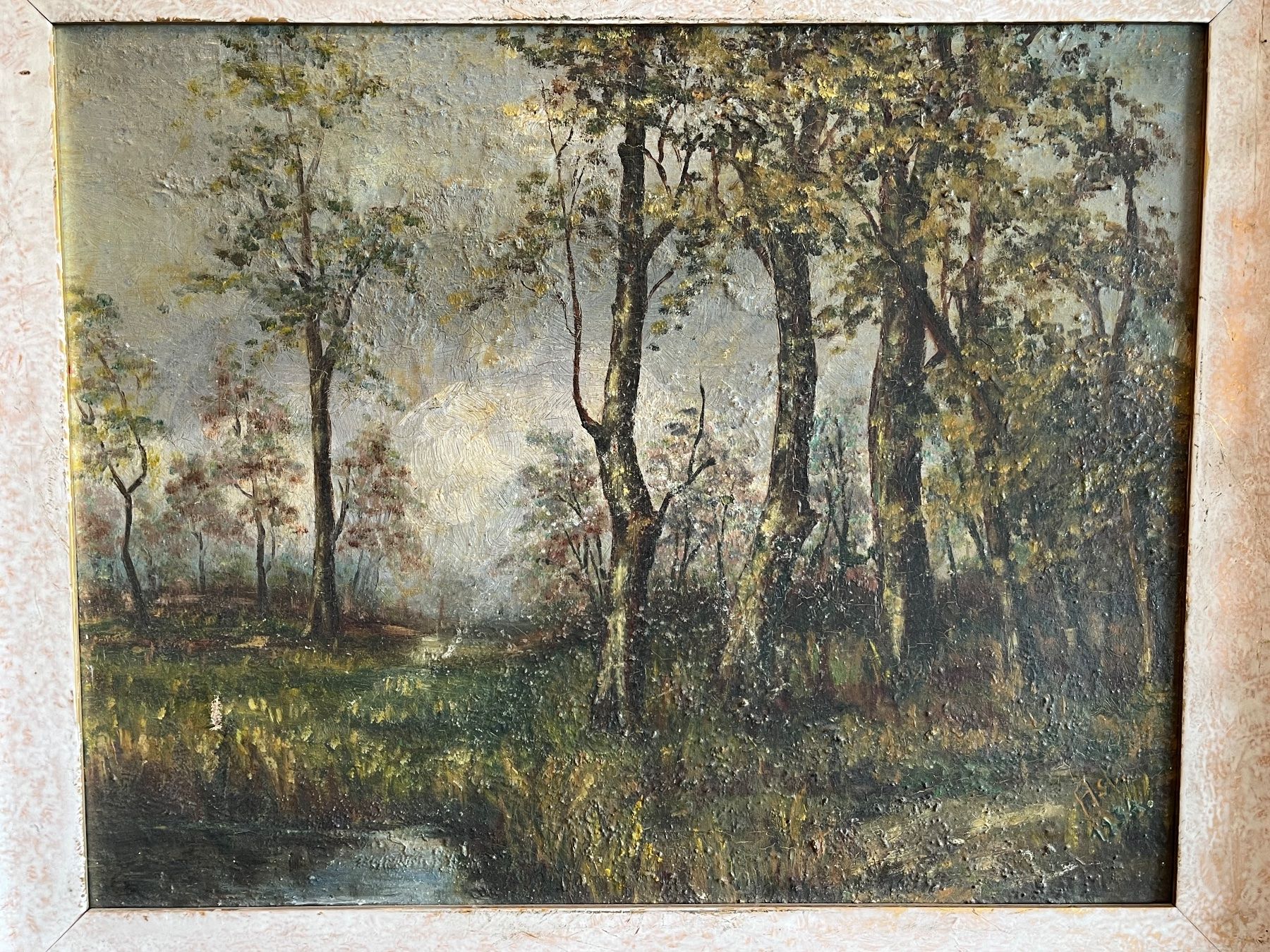 Dipinti: Antikes Waldölgemälde im Rahmen - Herbstdekor – Usato da Basel venduto da Kaffee_und_Kunst 1