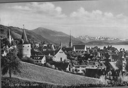 Originale Vintage Ansichtskarte Zug mit Rigi & Alpen!