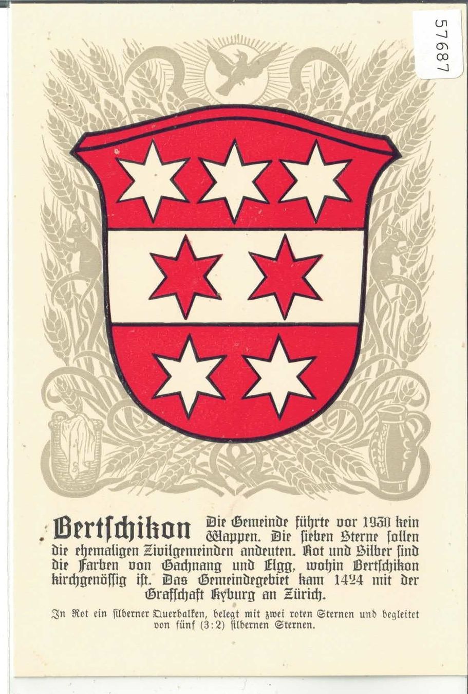 Cartoline postali: Bertschikon - Gemeindewappen – Usato da Ettingen venduto da Kartenplanet
