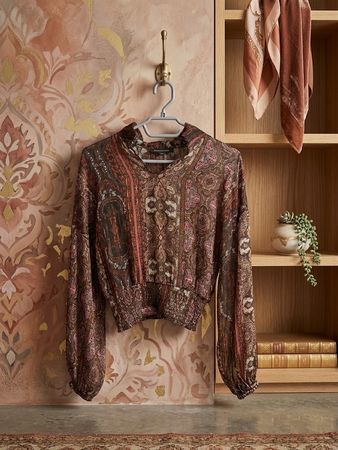 Zara Bluse mit Paisley Muster braun Grösse M