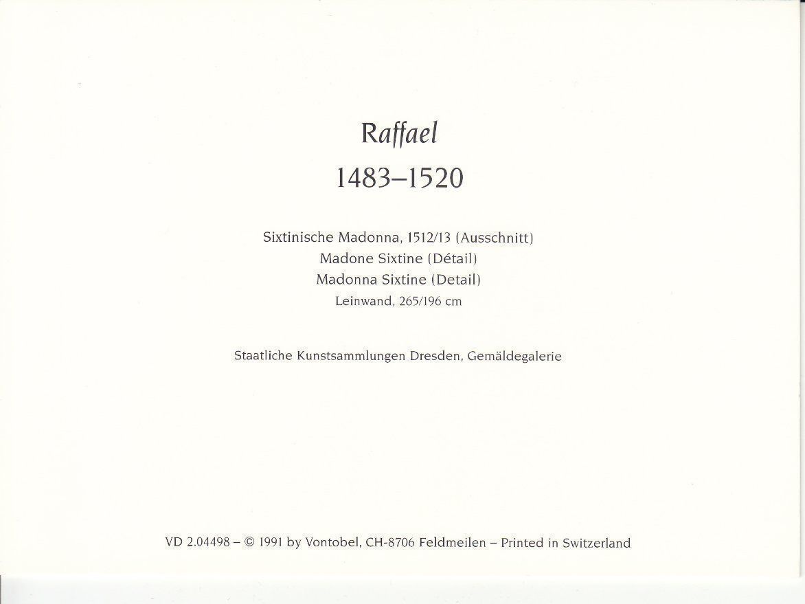 Cartoline postali: DK Raffael Sixtinische Madonna, Engel – Nuovo (secondo la descrizione) da Bürglen TG venduto da StampGraf 1