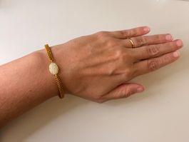 Cordel-Armband beige Silber 925 Zirkonia
