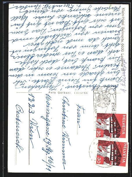 Cartes postales: AK Locarno, Klein-Hotel Belmonte – D'occasion à Berlin par bartko-reher 1