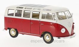 VW T1b Samba Bus 1961-1963 dunkelrot / weiss  1:24 von Welly