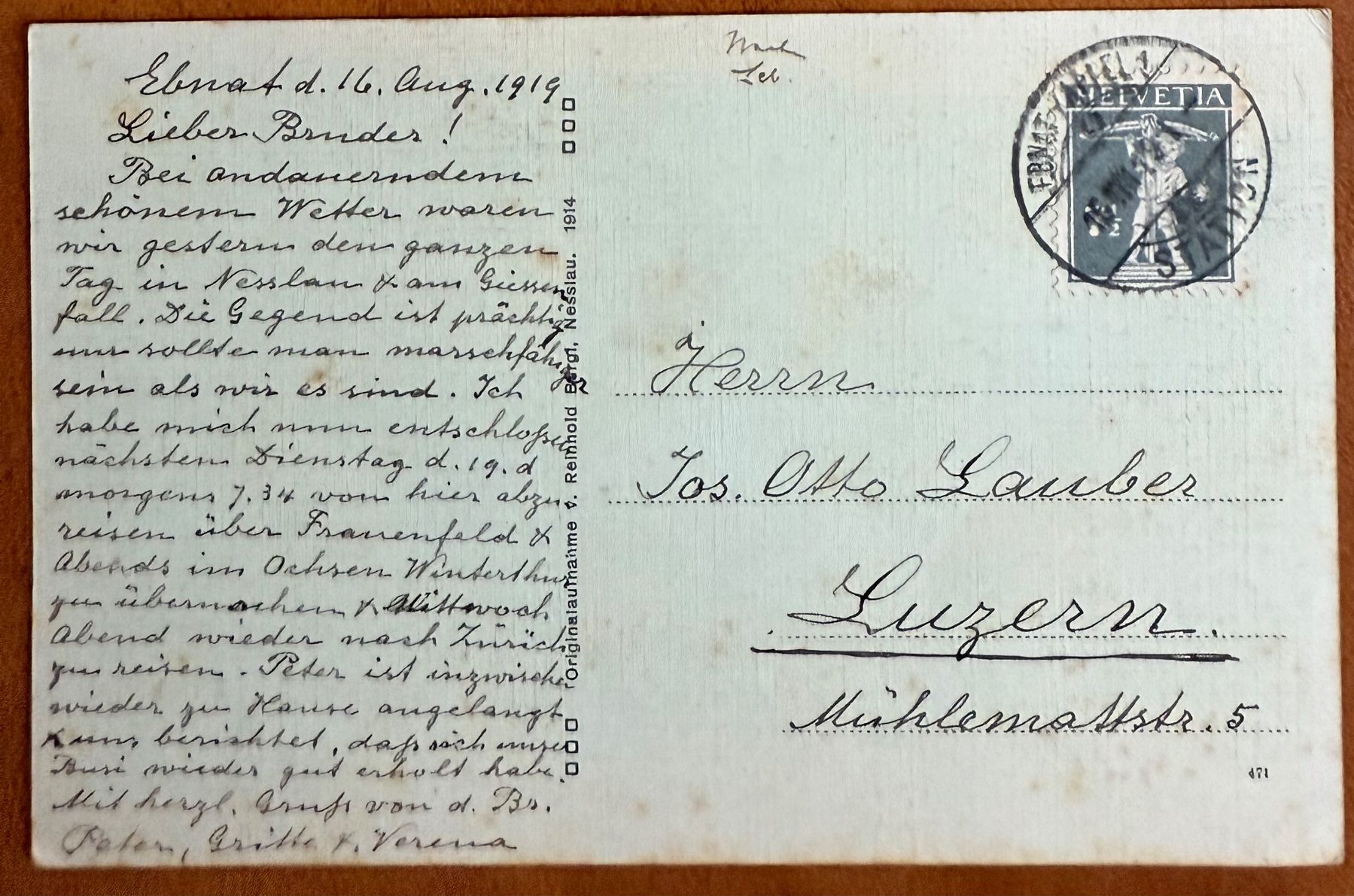 Cartoline postali: Nesslau - Giessenfall  1919 – Usato da Lutry venduto da Ediego 1
