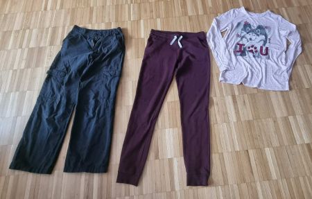 1 Trainer-/Sporthose / 1 Stoffhose + 1 Langarmshirt - Gr.164