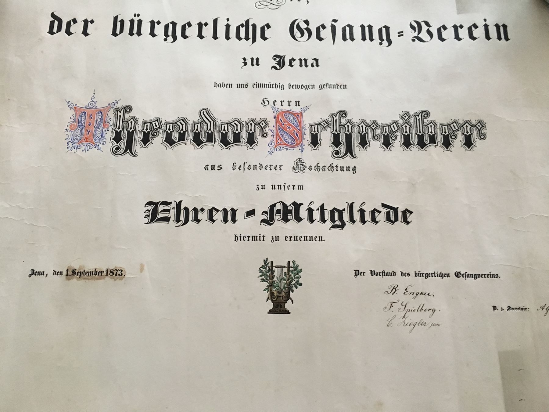 Cartoline: Ehren-Mitglied Gesangsverein 1873 – Usato da Gipf-Oberfrick venduto da Iberico