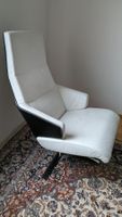 Designer Ledersessel, weiss, drehbar